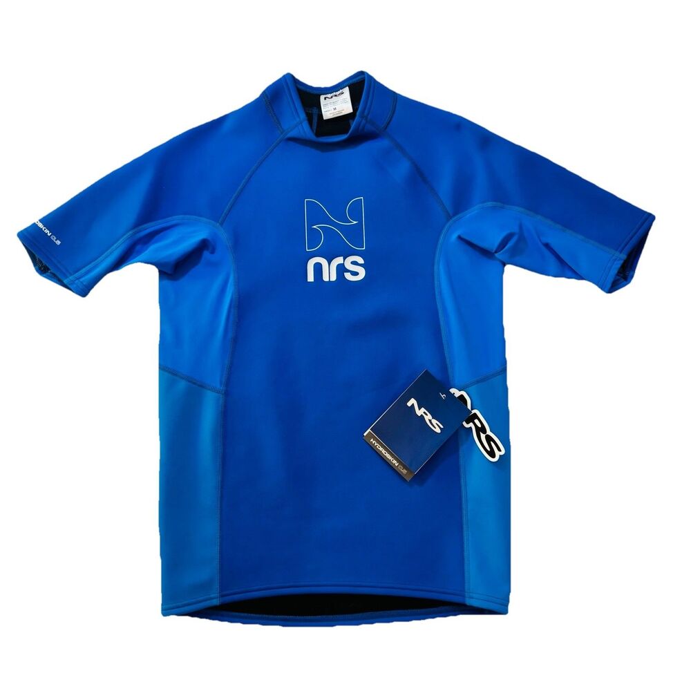 NEW NRS HydroSkin 0.5 Wetsuit Men's Medium Short-Sleeve Shirt Blue MSRP $119.95